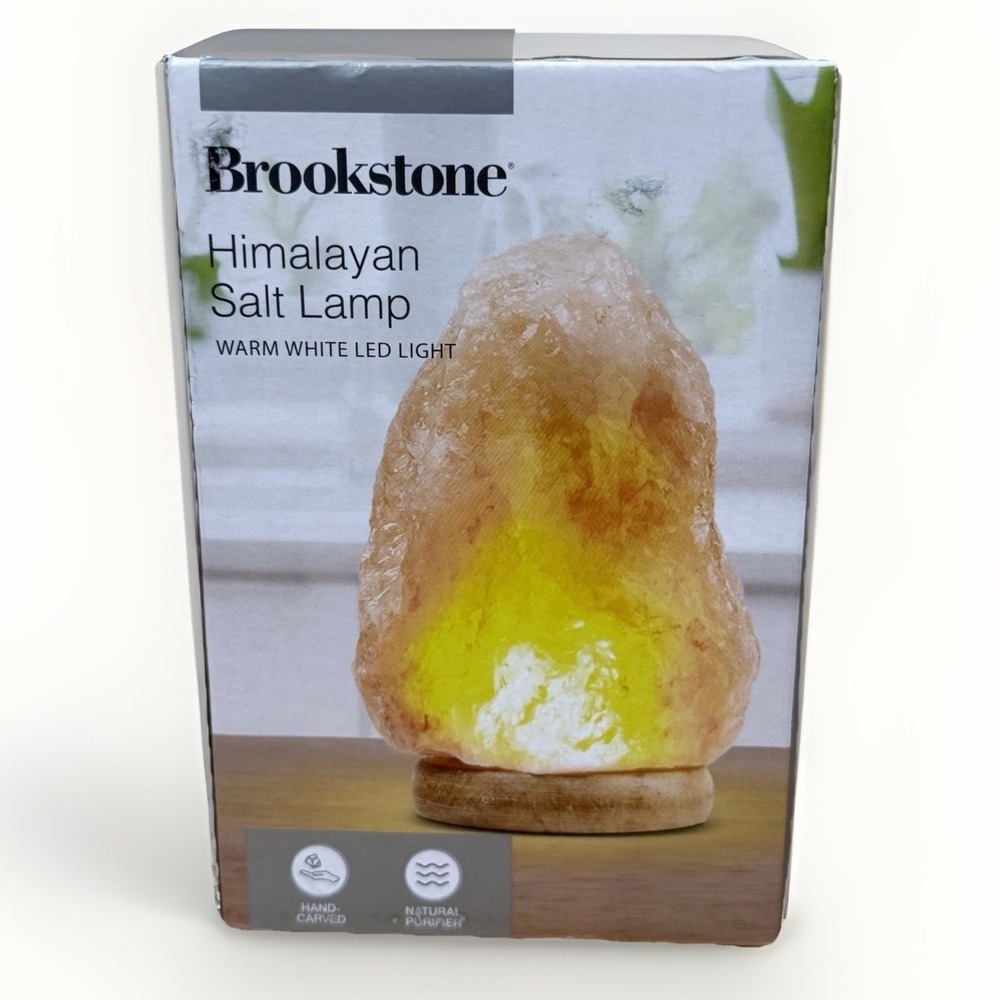 Brookstone Himalayan Salt Lamp Warm White LED Natural Glow‎ Light NWT Decor
